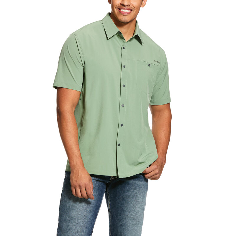 Ariat Western: TEK Solitude Stretch Classic Fit Camisa Hombre - Verde (BUXMR1625)